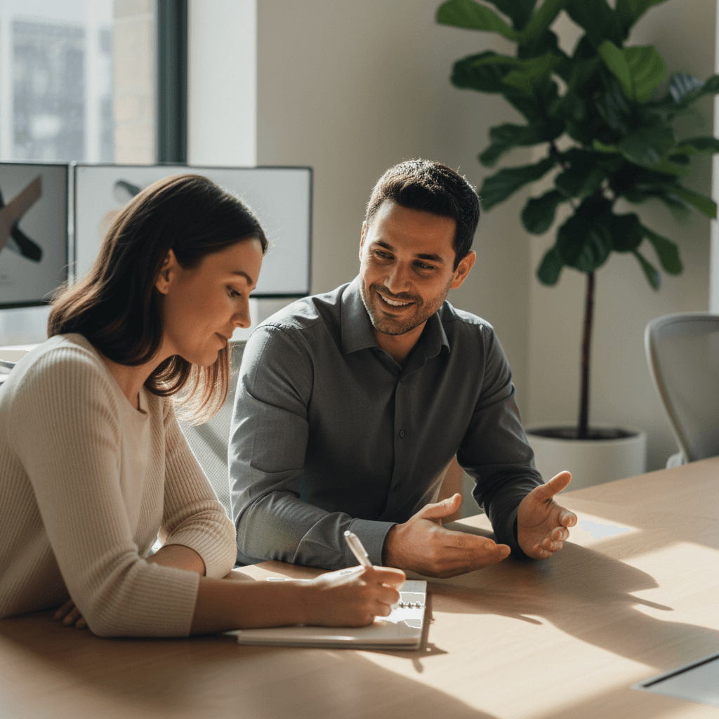 One-to-one AI coaching session between mentor and learner